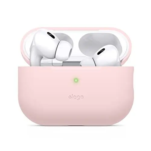 Produktbild: elago Silikonhülle Kompatibel mit Apple AirPods Pro 2. Generation Case, Schutzhülle, Front-LED sichtbar, Unterstützt Kabelloses Aufladen (Rosa)