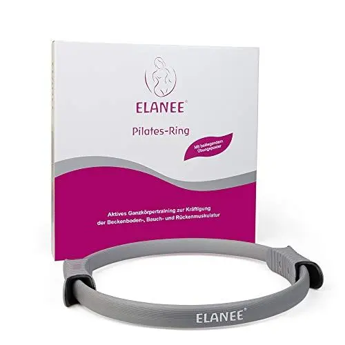 Produktbild: ELANEE Pilates-Ring mit rutschfesten Griffen zur Kräftigung der Beckenboden-, Bauch-, und Rückenmuskulatur, inkl. Übungsposter (709-V1)