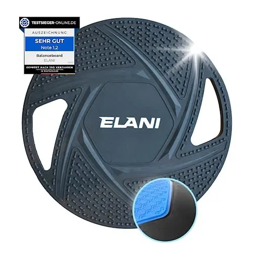 Produktbild: ELANI Rutschfestes Balance Board Erwachsene bis 150kg - Physiotherapie zur Stärkung von Koordination und Tiefenmuskulatur | Balance Board Kinder ab 5, Wackelbrett Physio, Gleichgewichtstrainer
