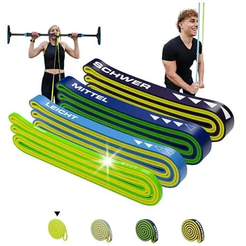 Produktbild: ELANI Resistance Bands Aufwärmband mit Abstandsmarkierungen - Fitnessband | zweifarbiges Gummiband Sport - Terrabänder, Resistance Bands, Widerstandsbänder Krafttraining, Fitnessband, Trainingsbänder