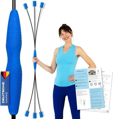 Produktbild: ELANI Schwingstab - Verstellbarer Widerstand & ergonomischer Griff - hochbelastbarer Gymnastikstab, auch als Physiotherapie Zubehör, Swinging Sticks, Schwingstab Fitness Testsieger, Flex Stab