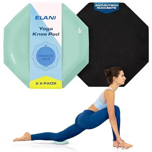 Produktbild: ELANI - Yoga Kniekissen (2er Pack) - Extra dick & bequem mit Anti Rutsch Oberfläche - perfekt für unterwegs - Silikon Pads Knie Yoga - Kniepads für Sport - mini Yogamatte, Pilates Zubehör & Kniematte