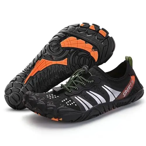 Produktbild: ELAPHURUS Badeschuhe Herren Barfußschuhe Schnell Trocken Aquaschuhe Damen Wasserschuhe rutschfeste Outdoor Strandschuhe Surfschuhe Unisex Schwimmschuhe Atmungsaktiv, Schwarz Silber, 39 EU