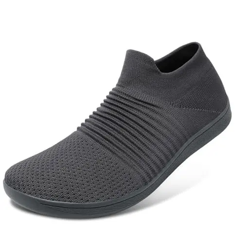 Produktbild: ELAPHURUS Damen Herren Barfußschuhe Unisex Breite Atmungsaktiv Schuhe Barfusslaufschuhe Leicht Casual Walkingschuhe,Grau,44 EU