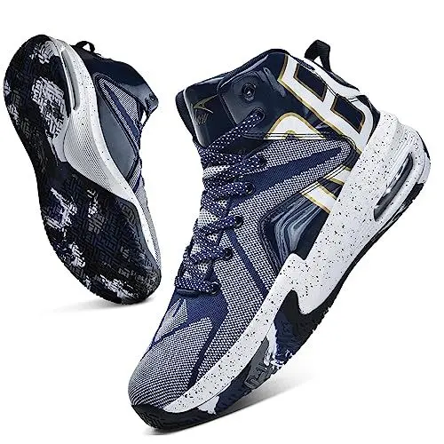 Produktbild: ELAPHURUS Kinder Basketballschuhe Jungen Basketball Shuhe Mesh Sneaker Tennis Walking Schuhe für Jungen Mädchen,Blau Weiß,38 EU