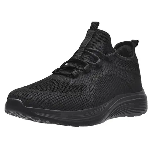 Produktbild: ELAPHURUS Herren Damen Straßenlaufschuhe Herren Turnschuhe Atmungsaktiv Damen Fitness Walking Sportschuhe,Alles Schwarz,38 EU