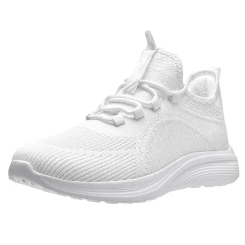Produktbild: ELAPHURUS Herren Damen Straßenlaufschuhe Herren Turnschuhe Atmungsaktiv Damen Fitness Walking Sportschuhe,Alles Weiß,45 EU