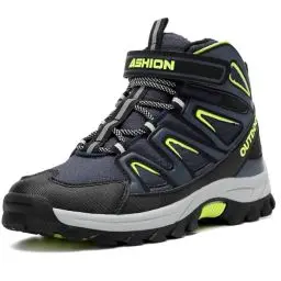 Produktbild: ELAPHURUS Kinder Winterstiefel Jungen Wanderstiefel Warmfutter Schneestiefel Mädchen Baumwollschuhe Trekking Wanderschuhe,Dunkelblau Grün,36 EU