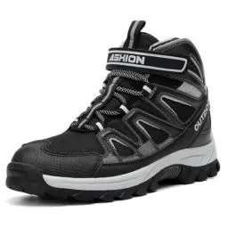 Produktbild: ELAPHURUS Kinder Winterstiefel Jungen Wanderstiefel Warmfutter Schneestiefel Mädchen Baumwollschuhe Trekking Wanderschuhe,Grauschwarz,38 EU