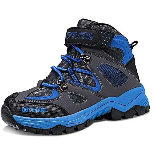 Produktbild: ELAPHURUS Kinder Winterstiefel Schneestiefel Warmfutter Wanderschuhe Jungen Stiefel Mädchen Baumwollschuhe Bequem Trekking Wanderstiefel, 1 Blau,34 EU