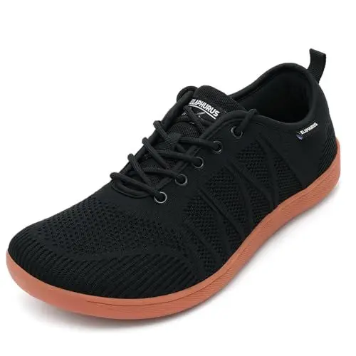 Produktbild: ELAPHURUS Unisex Breite Barfußschuhe Herren Minimalistische Barfussschuhe Damen Atmungsaktiv Walkingschuhe Leicht Traillaufschuhe,Schwarz,37 EU
