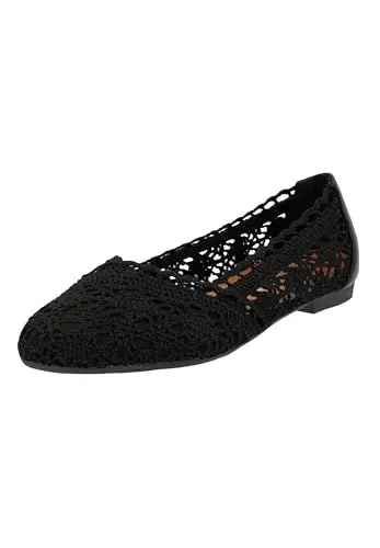 Produktbild: Elara Damen Ballerinas Bequem Slip-On Spitze Chunkyrayan 1128-1 Black-39
