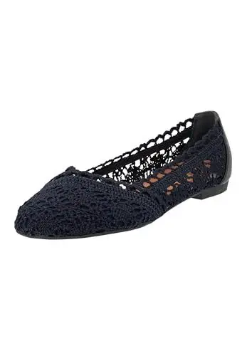 Produktbild: Elara Damen Ballerinas Bequem Slip-On Spitze Chunkyrayan 1128-1 Dk.Blue-40