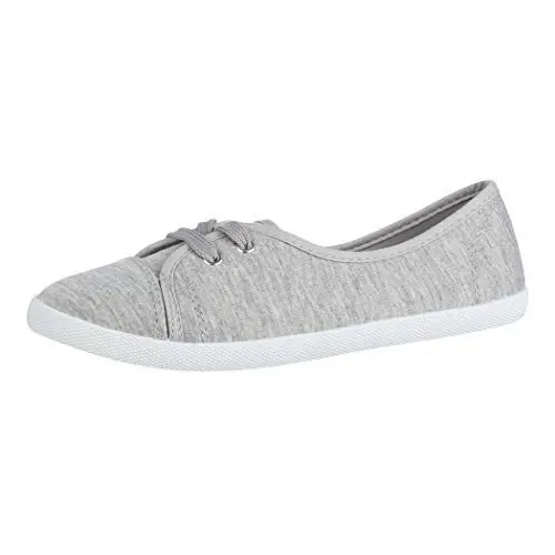 Produktbild: Elara Damen Ballerinas Schnürer Flach Chunkyrayan BD1413 Grau-39