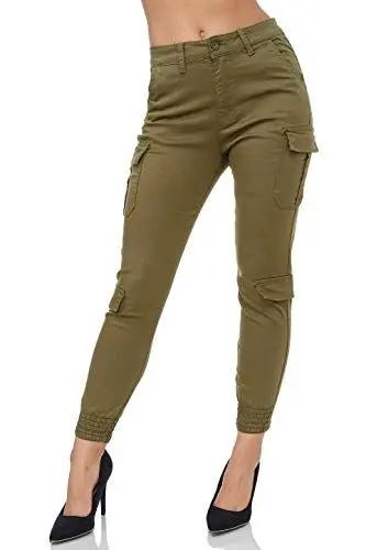 Produktbild: Elara Damen Cargo Hose Slim Fit Denim Chunkyrayan GB820-77 Gruen 42 (XL)