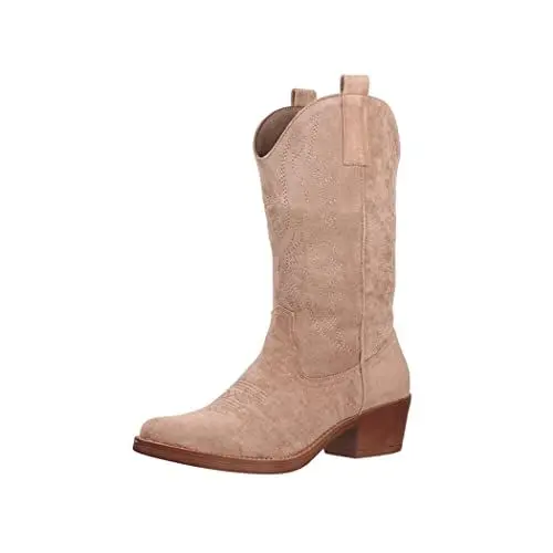Produktbild: Elara Damen Cowboy Stiefel Biker Boots Chunkyrayan 301-A32S Nude Suede-38