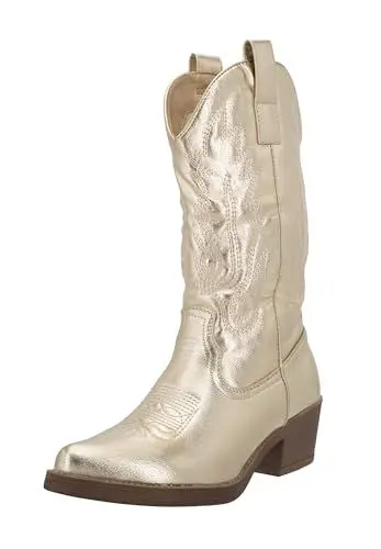 Produktbild: Elara Damen Cowboy Stiefel Biker Boots Chunkyrayan DEN928 Golden PU 40