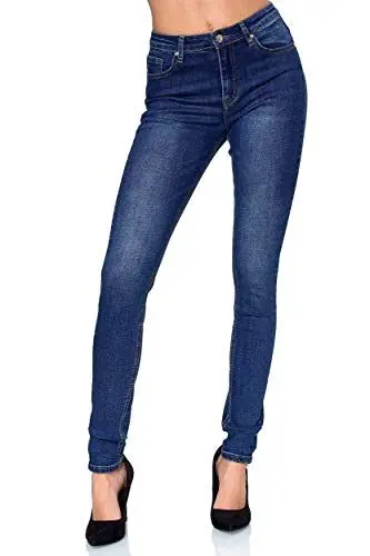 Produktbild: Elara Damen High Waist Hose Skinny Jeans Chunkyrayan EL09D1 Blau-56 (8XL)