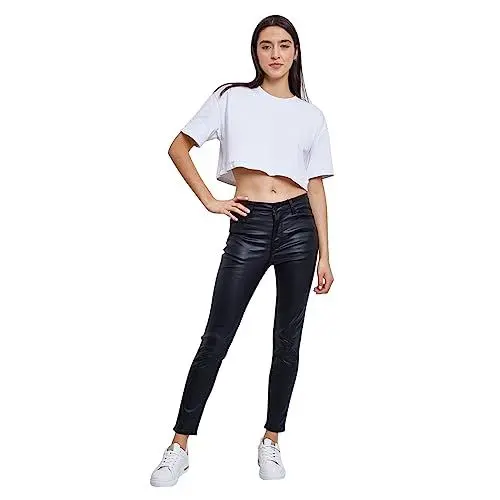 Produktbild: Elara Damen Hose Kunstleder Push Up Effekt ZA01 Schwarz-36 (S)