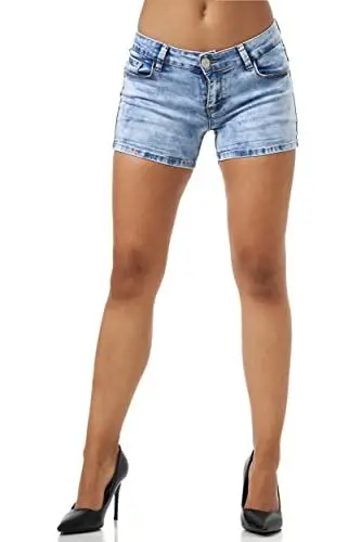 Produktbild: Elara Damen Hose Push Up Kurz Chunkyrayan YS211 Blau-38 (M)
