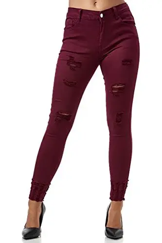 Produktbild: Elara Damen Jeans High Waist Destroyed Chunkyrayan MEL0275-2 Wine-48 (4XL)