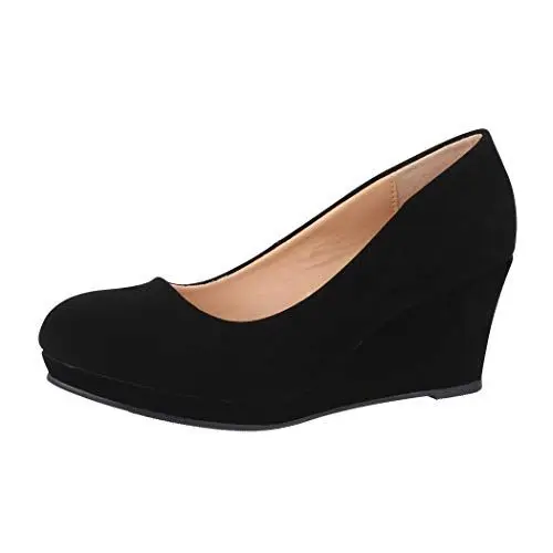 Produktbild: Elara Damen Pumps Keilabsatz Schuhe mit Plateau Chunkyrayan B8011Y-PM-Schwarz-37