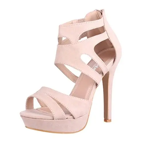 Produktbild: Elara Damen Pumps Offen Stilettos High Heels Chunkyrayan LL85-Beige-37
