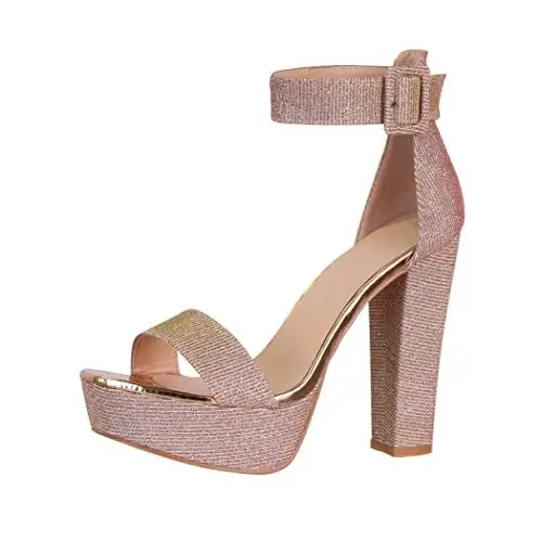 Produktbild: Elara Damen Sandaletten High Heels Chunkyrayan 8338-45 Champagne-39