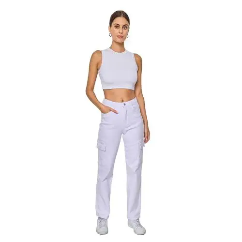 Produktbild: Elara Damen Schlag Cargohose 99639 White-42
