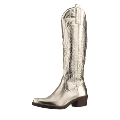 Produktbild: Elara Damen Stiefel Cowboy Boots Chunkyrayan F1225 Gold PU-36