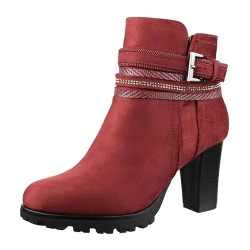Produktbild: Elara Damen Stiefelette Ankle Boots Chunkyrayan 2018 C292-1-Bordeaux-39