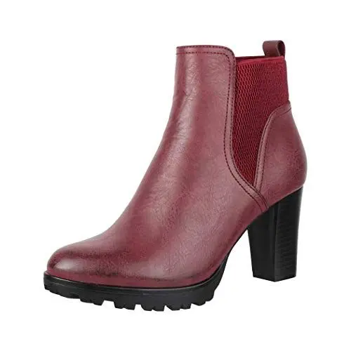 Produktbild: Elara Damen Stiefeletten Ankle Boots Chunkyrayan BZ66019-KB Burgundy-41
