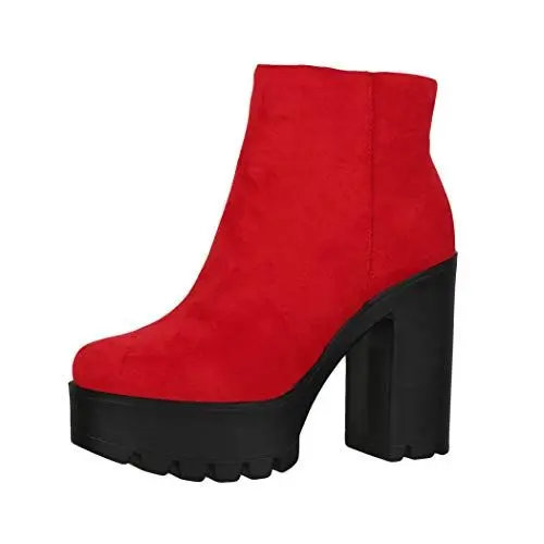 Produktbild: Elara Damen Stiefeletten Chelsea Boots Chunkyrayan HQ115 Red-38