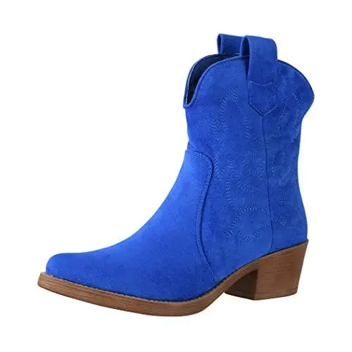 Produktbild: Elara Damen Stiefeletten Cowboy Boots Chunkyrayan 301-A31SZ Sapphire Blau Suede-38