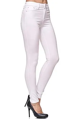 Produktbild: Elara Damen Stretch Hose Skinny Fit Jegging Chunkyrayan H13 White 38 (M)