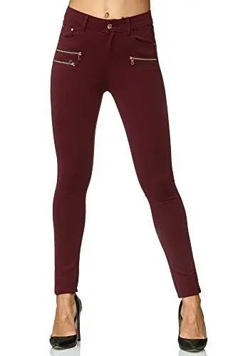 Produktbild: Elara Damen Stretch Hose Skinny Fit Jegging Chunkyrayan H86-5 Wine 52 (6XL)