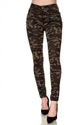 Produktbild: Elara Damen Stretch Hose Skinny Fit Jegging Chunkyrayan H86-92 Camouflage 42 (XL)