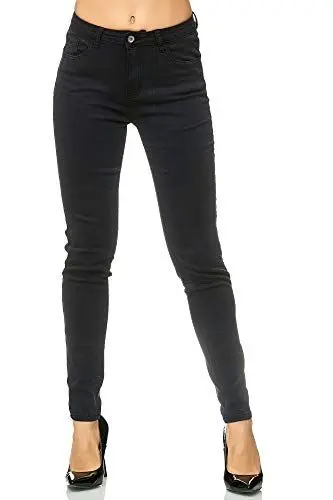 Produktbild: Elara Damen Stretch Hose Skinny Jeans Elastisch Chunkyrayan G09 Black 36 (S)