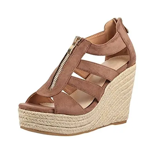 Produktbild: Elara Jumex Damen Sandalette Keilabsatz Plateau Chunkyrayan HL82221-Khaki-38