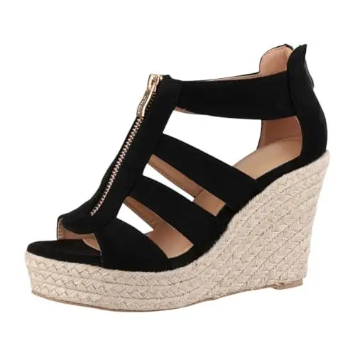 Produktbild: Elara Jumex Damen Sandalette Keilabsatz Plateau Chunkyrayan P TH82221-Schwarz-36