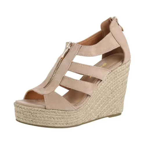 Produktbild: Elara Jumex Damen Sandalette Keilabsatz Plateau Chunkyrayan TH82221-Beige-37