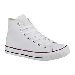 Produktbild: Elara Unisex Kult Sneaker | Bequeme Sportschuhe für Damen und Herren | High Top Textil Schuhe|Chunkyrayan Farbe:-White-Blue Gr:-40 EU