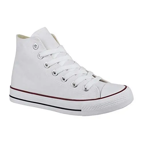 Produktbild: Elara Unisex Kult Sneaker | Bequeme Sportschuhe für Damen und Herren | High Top Textil Schuhe|Chunkyrayan Farbe:-White-Blue Gr:-40 EU