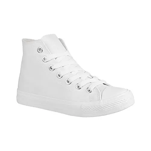 Produktbild: Elara Unisex Sneaker Sportschuhe High Top Turnschuh Chunkyrayan 014 Schuhe 3600-3601-AllWhite-46