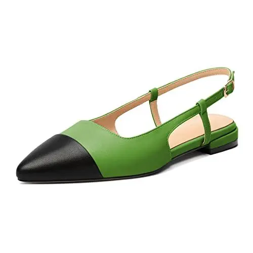 Produktbild: Elashe Damen Slingback | Damen Slingback Flach | Slingback Sandalen | Slingback Niedriger Absatz | Slingback Slip On Slide 2CM Hellgrün EU43