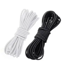 Produktbild: Elastisch Faden, 3 mm x 20 m Gummischnur Schwarz Weiß Elastische Schnur Nylonband Hochelastisch Gummiseil Flexibles Gummiband für Masken, Party-hüte, Wäscheleinen, DIY Projektef