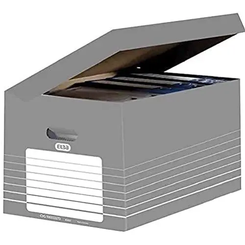 Produktbild: Elba Systemcontainer Tric, 10 Stück, grau mit weißem Druck, 34,5 x 45 x 28 cm