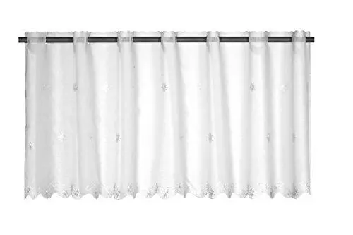 Produktbild: Elbersdrucke Bistrogardine Sun Valley 00 weiß transparent 48x138 cm Scheibengardine Kurzgardine für Wohnzimmer Schlafzimmer Flur Küche Küchenfenster Privatsphäre Sonnenschutz195052