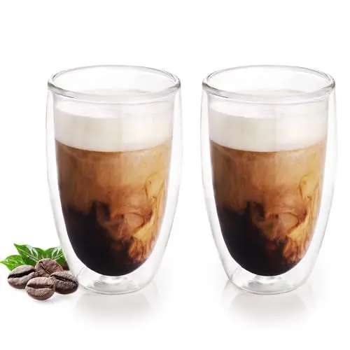 Produktbild: ElbFuchs® Latte Macchiato Gläser doppelwandig (2x 450ml, EXTRA Groß) Kristallklare Thermogläser doppelwandig | Ideal als Cappuccino Gläser | Kaffeegläser | Teegläser