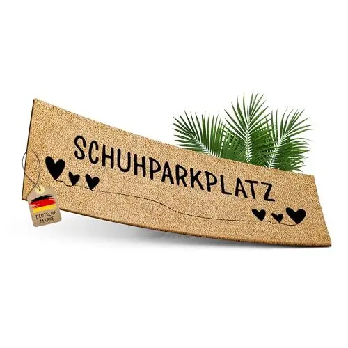 Produktbild: ElbFuchs® Schuhparkplatz Kokos Fußmatte 100x35cm | Rutsch- und wetterfeste Schuhmatte Abtropfmatte und Schuhablage | Fussmatte innen und außen überdacht